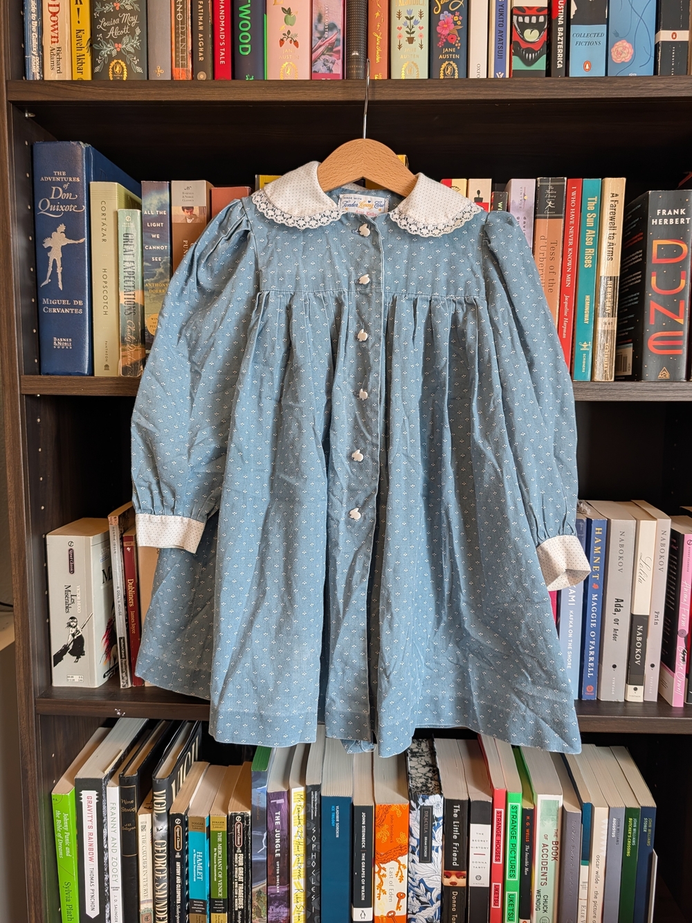 Blue Dot Print Peter Pan Collar Girls' Dress